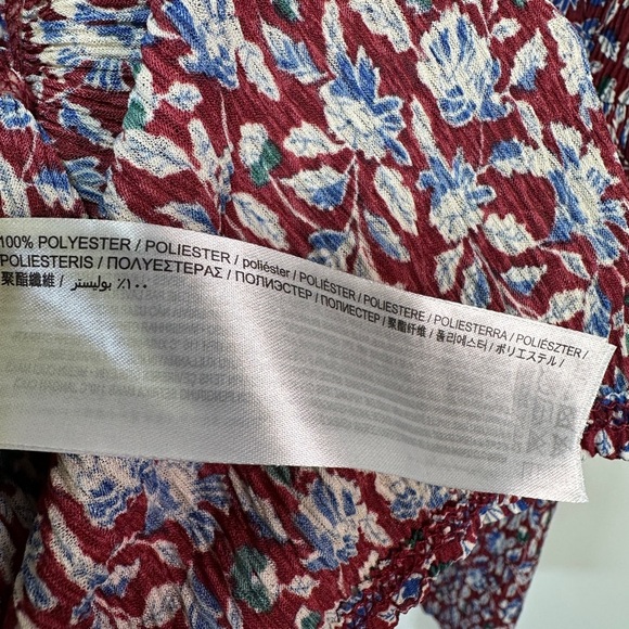 Mango | Fall Floral Print Long Sleeve Dress | Tiered Crepe Midi | Size 6 - Picture 6 of 8